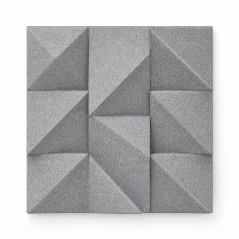 Basalt Ridge V1 — geometric felt sound panel in mist gray